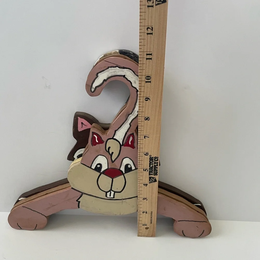 Vintage Kids Children Animal Clothes Hangers Wooden Set Of 3